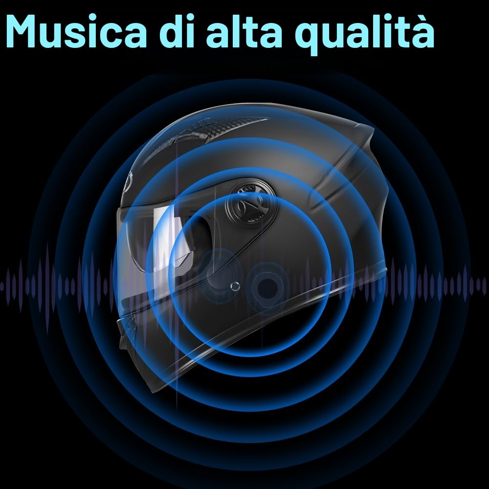 OBEST Cuffie Bluetooth per casco da moto, altoparlante Bluetooth per casco da moto, installazione wireless con telecomando, BT5.3 con cancellazione del rumore, batteria 1900 mAh, oltre 50 ore di