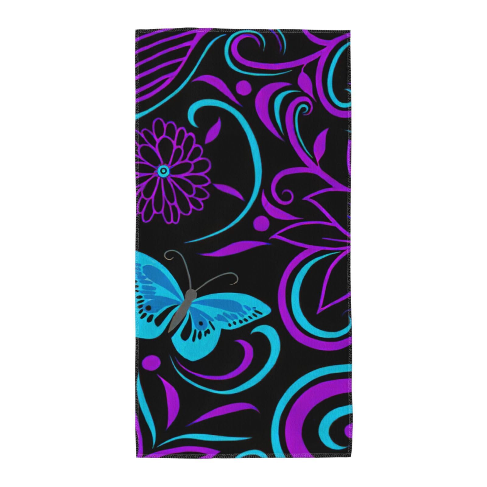 SDEGTHO Butterfly On Beautiful Flower Soft Absorbent Long Towel For Gym Sports Picnic Leisure Use