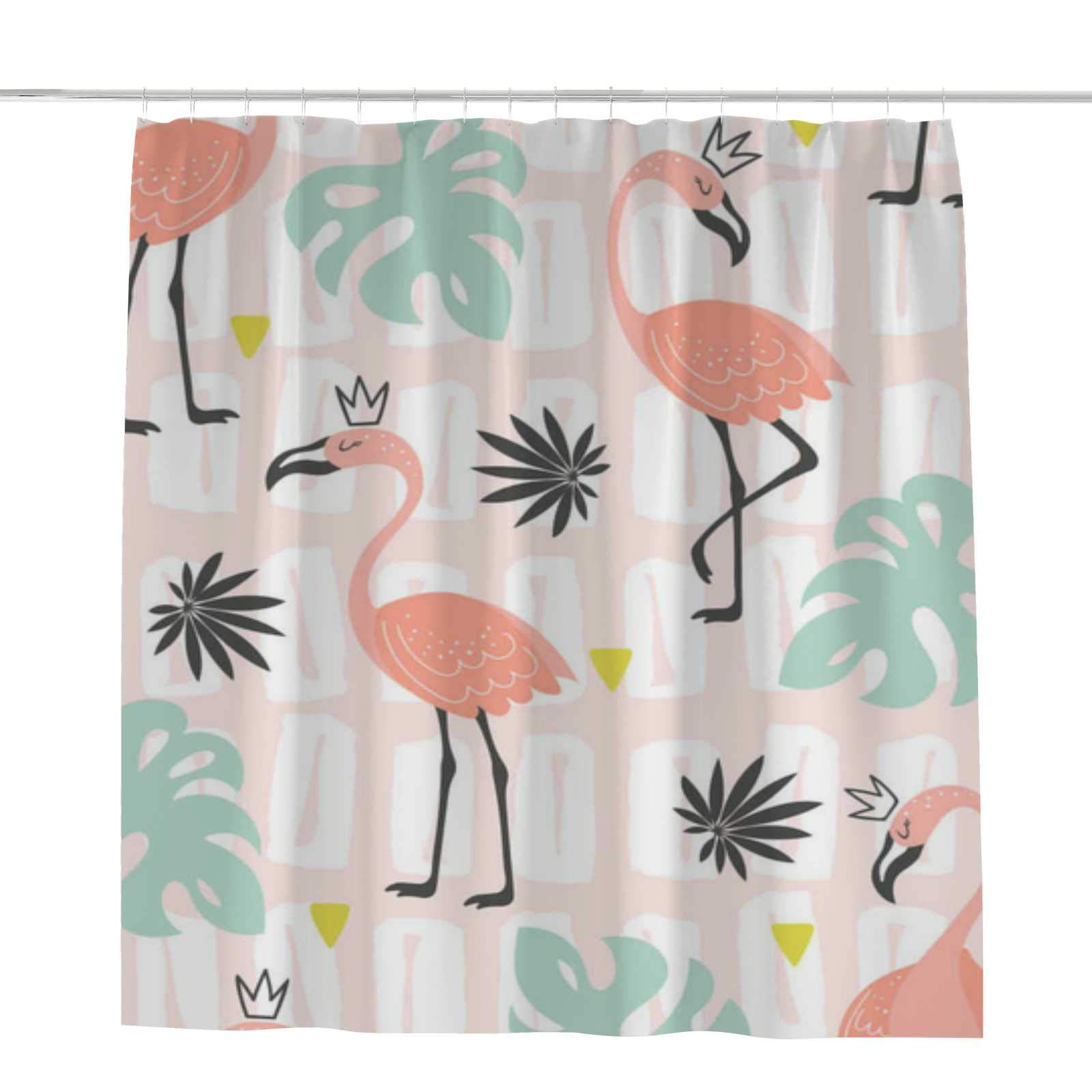 Rideau de douche lavable en machine avec crochets en C motif exotique 168x183cm