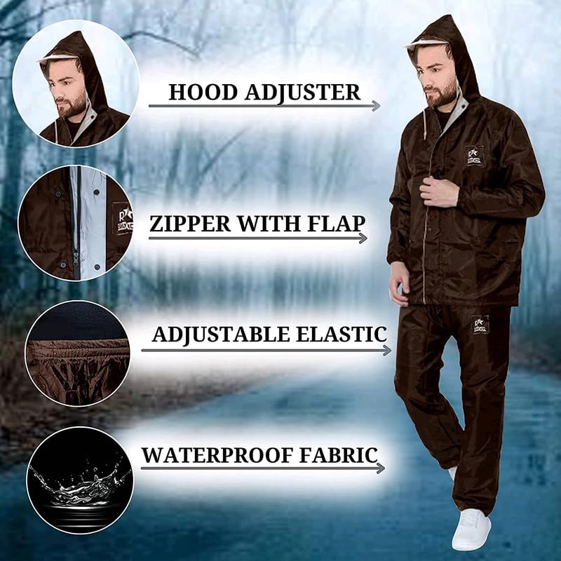 Image of Premium Brand Rain Coat for Men's & Women(Rain Coat for Men Waterproof for Bike Raincoat for Men with Hood. Set of Top and Bottom. Classic Series