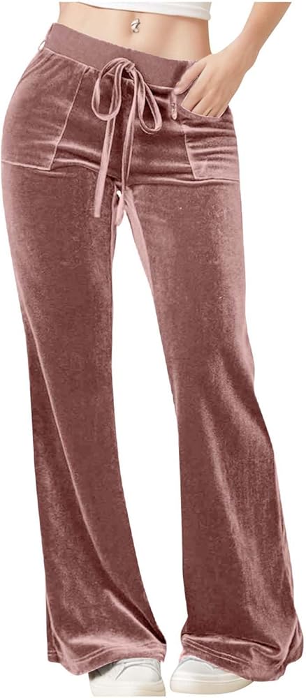 Amazon.com: Womens Velvet Pants Bell Bottom Velour Sweatpants