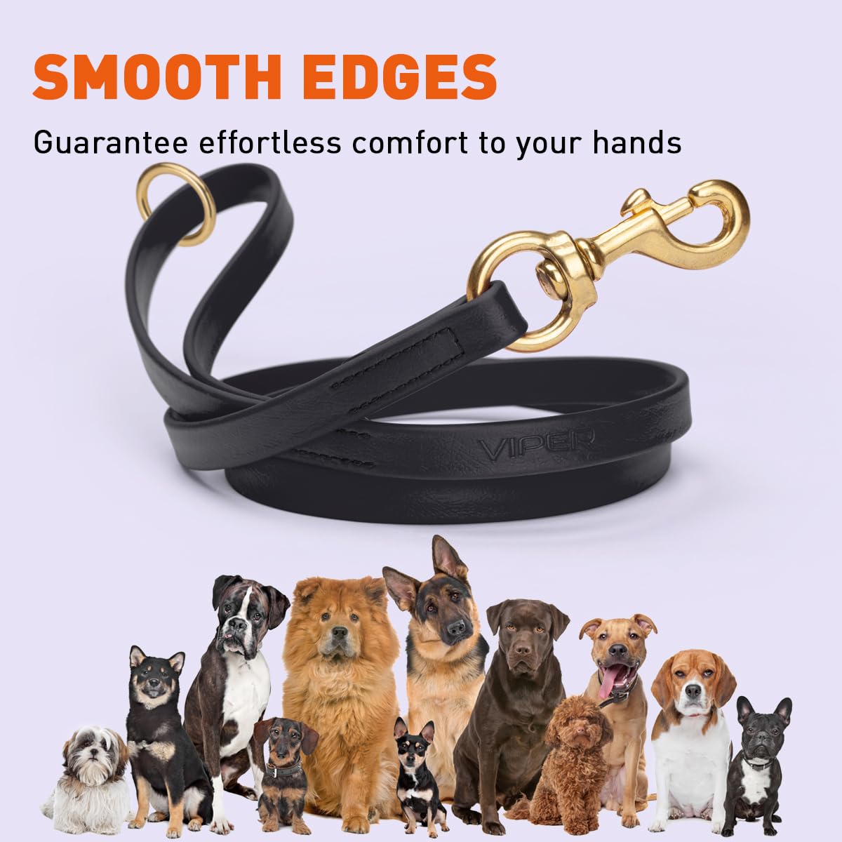 Viper Biothane K9 Working Dog Leash Waterproof Lead for Tracking Training Schutzhund Odor-Proof Long Line with Solid Brass Snap for Puppy Medium and Large Dogs 6ft, Black — view 7