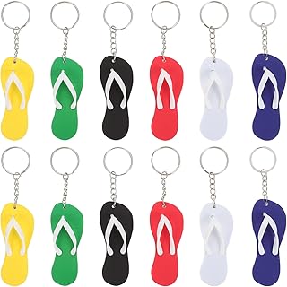 Healifty Flip Flops Keychain Summer Slipper Key Chain Novelty Keyring Pendant Charms for Hawaii Beach Luau Pool Parties Purse Backpack Handbags Tote Bag Giveaways random color