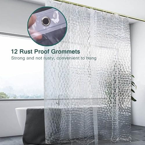 Lqfmehot Eva Clear Shower Curtain Liner,3D Water Cube 5G Shower Liners With 12 Rustproof Metal Grommets And Weighted Magnets, Waterproof Duty Shower Curtains For Shower Bathroom 72 X 72 #TOP1