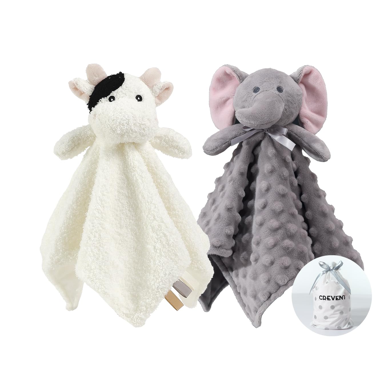 CREVENT Morbida coperta di peluche per bambine e ragazzi, compleanno (elefante + mucca)