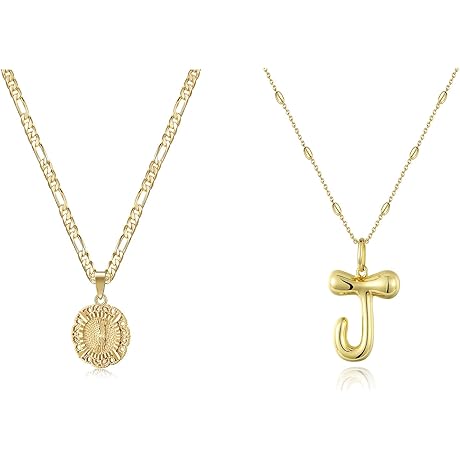 Kissyan Store's Round Initial Necklace with Bubble Letter J