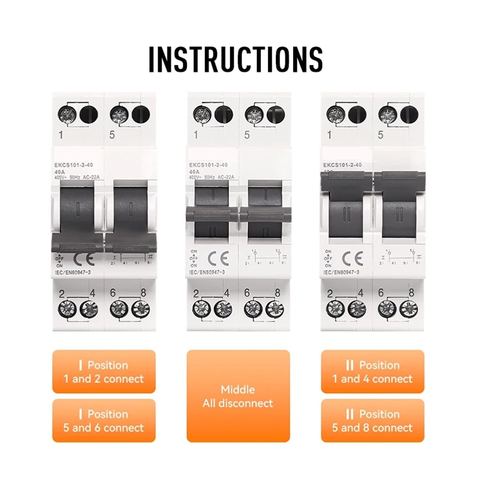 Interruttore di trasferimento manuale a doppia alimentazione Interruttore di commutazione modulare su guida Din Interruttore di interblocco 1P 2P 4P EKCS101(4P 400V)