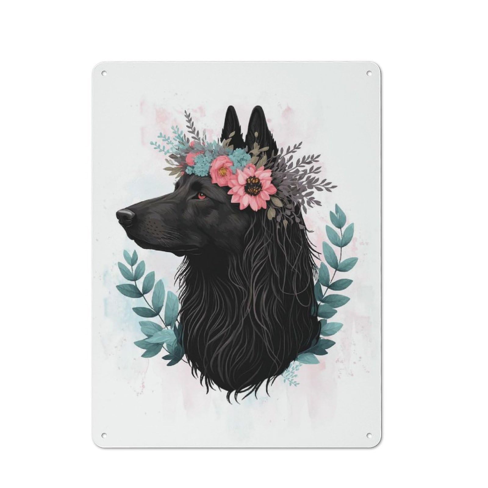 Junmoney Style-16 Industrial Black Sheepdog Watercolor Tin Sign 40X30cm, Garage Wall Decor For Garage, Hobby Room, Office Or Man Cave