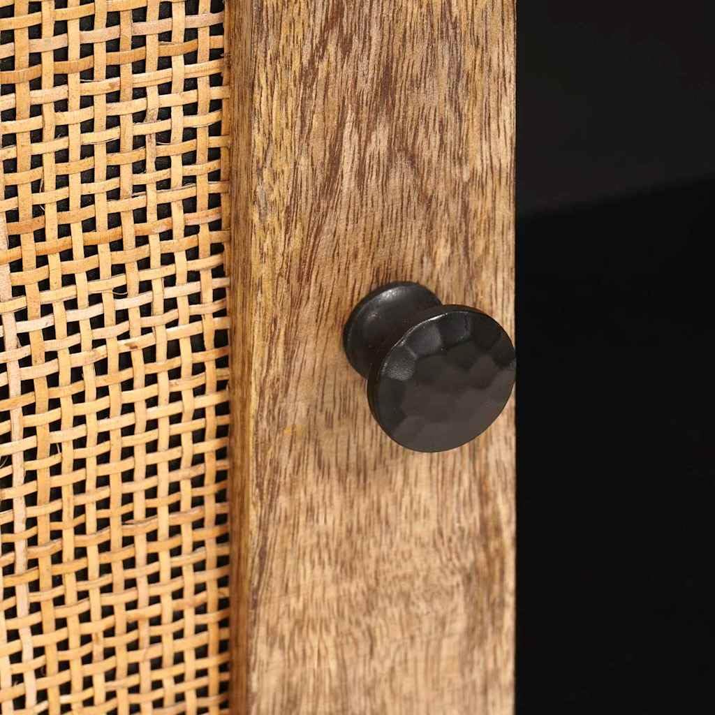 Sideboard aus massivem Mango-Holz Braun 80 x 33 x 75 cm mit 2 Scharniertüren, vielseitiges Wohnzimmer Möbel, Stauraum für Medien, HiFi, DVD, Blu-ray, Gaming Zubehör