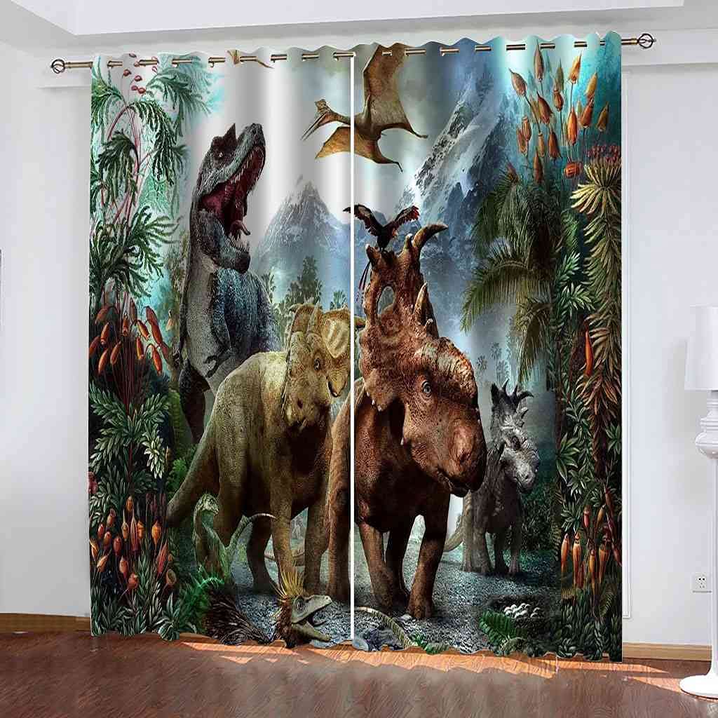 Rideaux 3D dinosaure animal de la forêt pour transformer la chambre des enfants