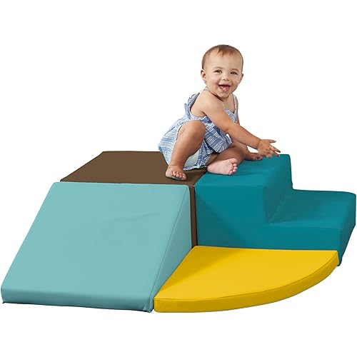 SoftScape Toddler Playtime Corner Climber, Indoor Active Play Structure for Toddlers and Kids, Safe Soft Foam for Crawling and Sliding (4-Piece Set) - Earthtone/Contemporary, 11619-ETCT