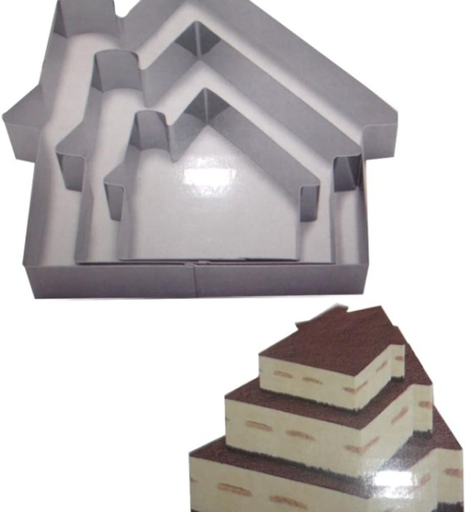 PERFECT SHOPO House Shaped Aluminium Mold Sugarcraft Cake Decorating Cookies Baking Pastry Cutter Mould Tool Baking Tools for Cakes (Set of 3 Pcs)