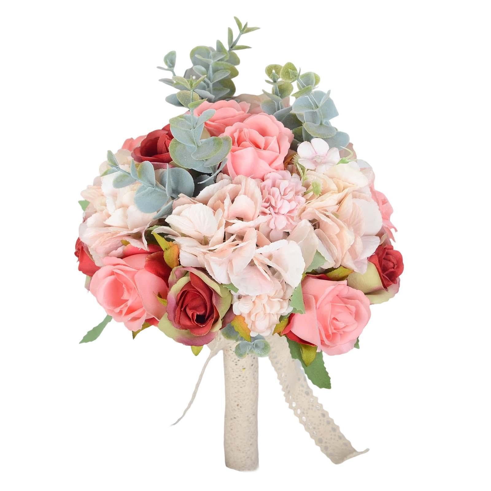 TWISAXC Bridal Bouquet Elegant Wedding Bridal Bouquets Holder Silk Hand Flowers Decorative Arrangement Beautiful Celebrations Wedding Bouquets Holder Artificial Flowers, Style E