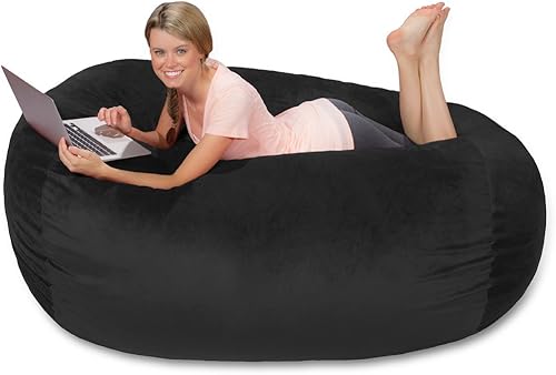 Miniatura 53 de Comfy Sacks - Puf de espuma viscoelástica de 7.5 pies, tumbona de piel sintética color negro Piel sintética, color negro,Piel sintética de color