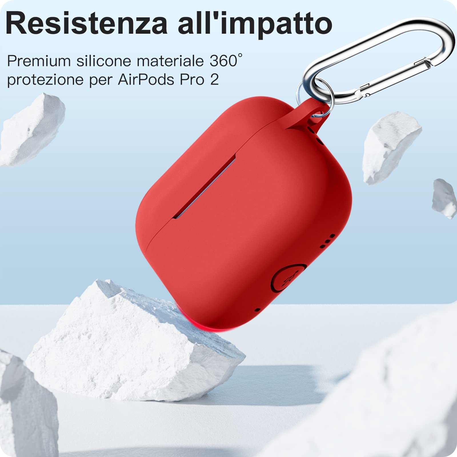 Easuny Custodia Per AirPods Pro 2/1 - Cover In Silicone Con Moschettone, Antiuurto E Antiscivolo - Foto 3