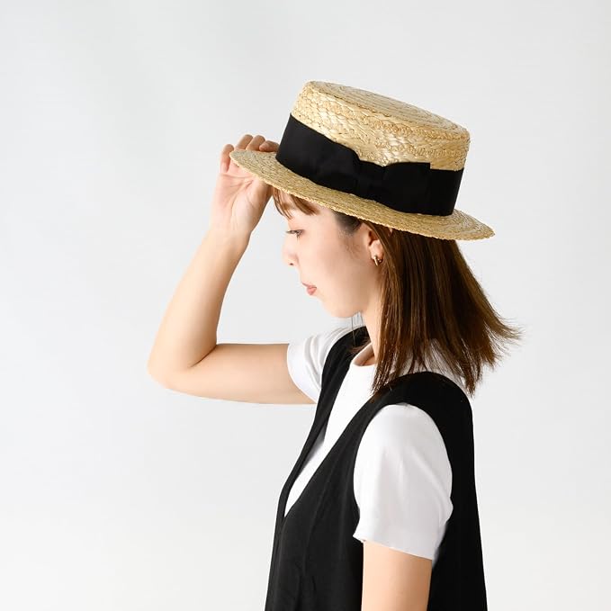 Amazon | 田中帽子店 ORGE オルジュ 花麦カンカン帽 麦わら帽子