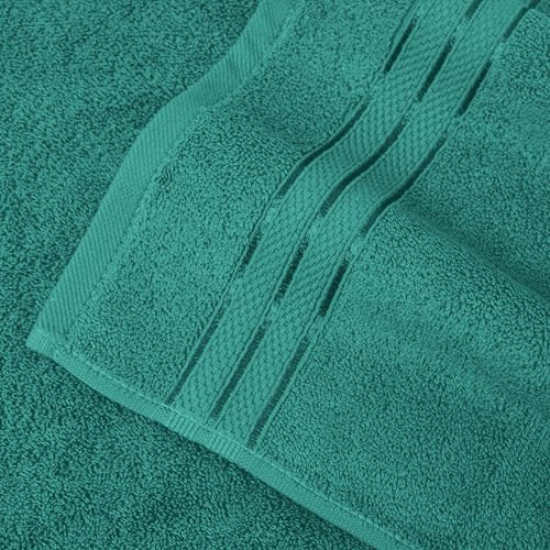 Image of Elegant Comfort Three Line Popcorn Towel Set for Bathroom 16 x 28 inches, Premium Hotel Quality 4-Pack Hand Towels, 100% Turkish Cotton, Soft and Durable, Quick Dry and Highly Absorbent, Teal Blue