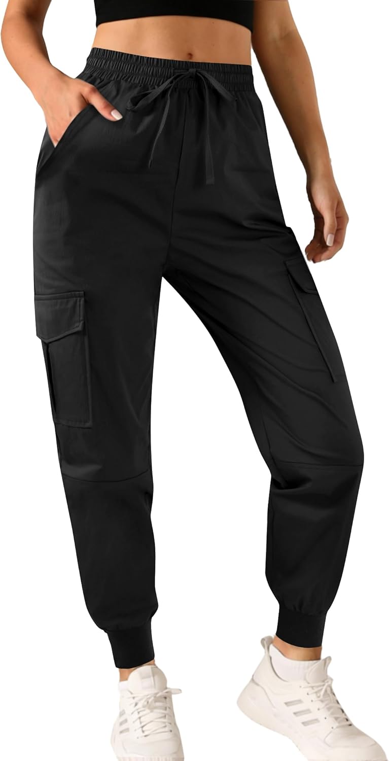 SOFIA'S CHOICE Women Workout Cargo Pants Drawstring Mid Rise Athletic Jogger Pant - Image 3