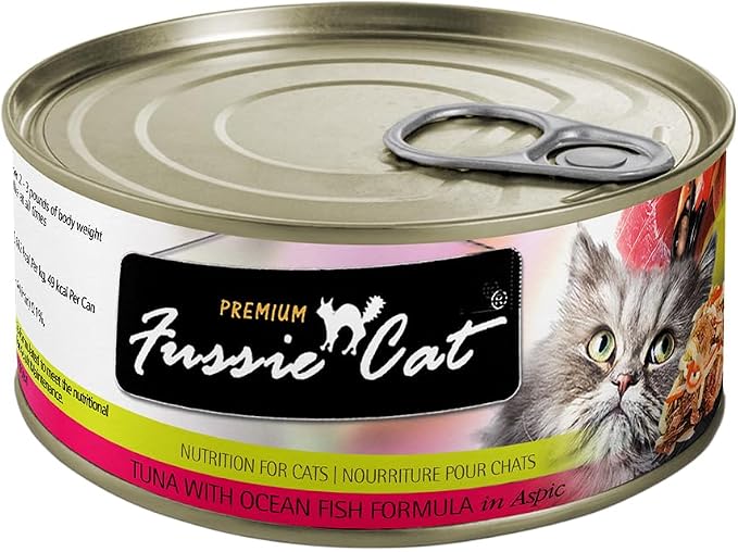 Fussie Cat Premium Atún y Pescado en Aspic 2.82oz Pack 24 miniatura 2