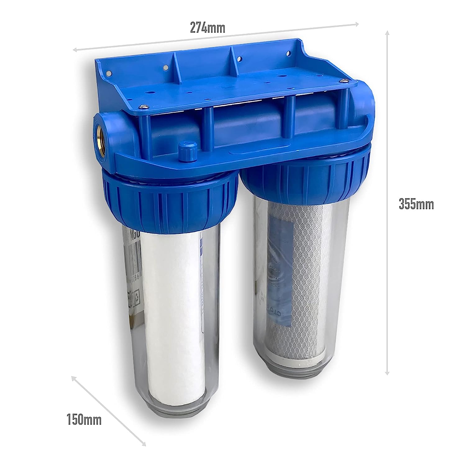 filtro acqua KIT due stadi Quattro cartucce NW-BR10B3 filtrazione sedimenti e carboni attivi 1" 1/2" 3/4" (1/2" (20,67mm))