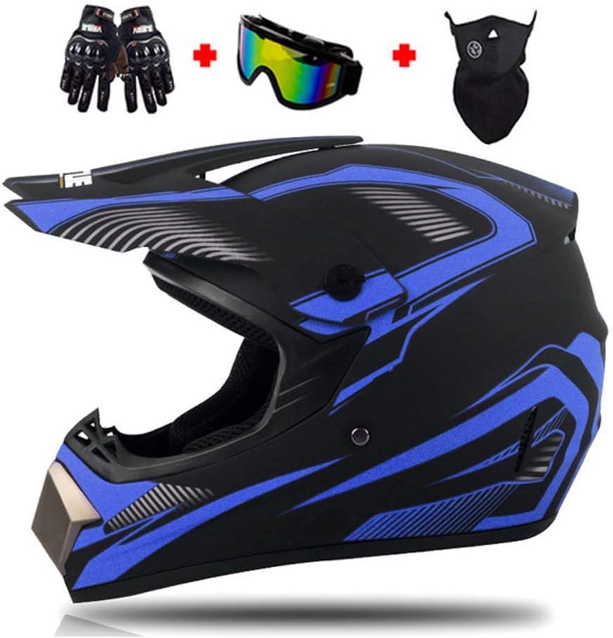 LEENP Motocross Helm Set Mit Brille & Handschuhen - D.O.T. Zertifiziert Für Offroad
