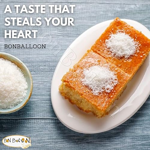 Miniatura 7 de BonBalloon Holw El Sham Basbousa Con Coco Halal Basbosa Egipcia Basboosa Polvo (1 Paquete = 13.40 oz / 380 g) Mezcla de Basbousah Postre árabe