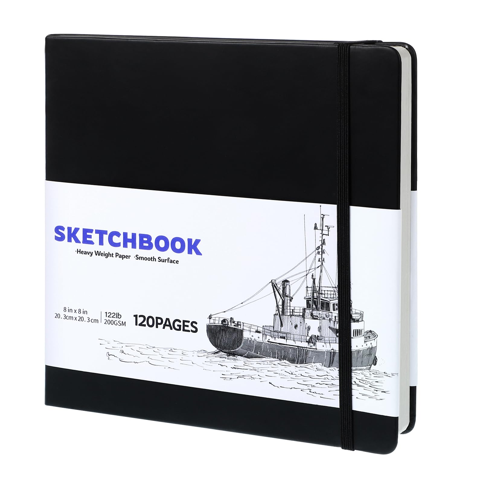 Skizzenbuch, 20 x 20cm Sketchbook Skizzenpapier zum Zeichnen Malblock 200g/m² Schwarzer Zeichenblock für Studenten Künstler Malbegeisterte (60Blatt/120 Seiten)