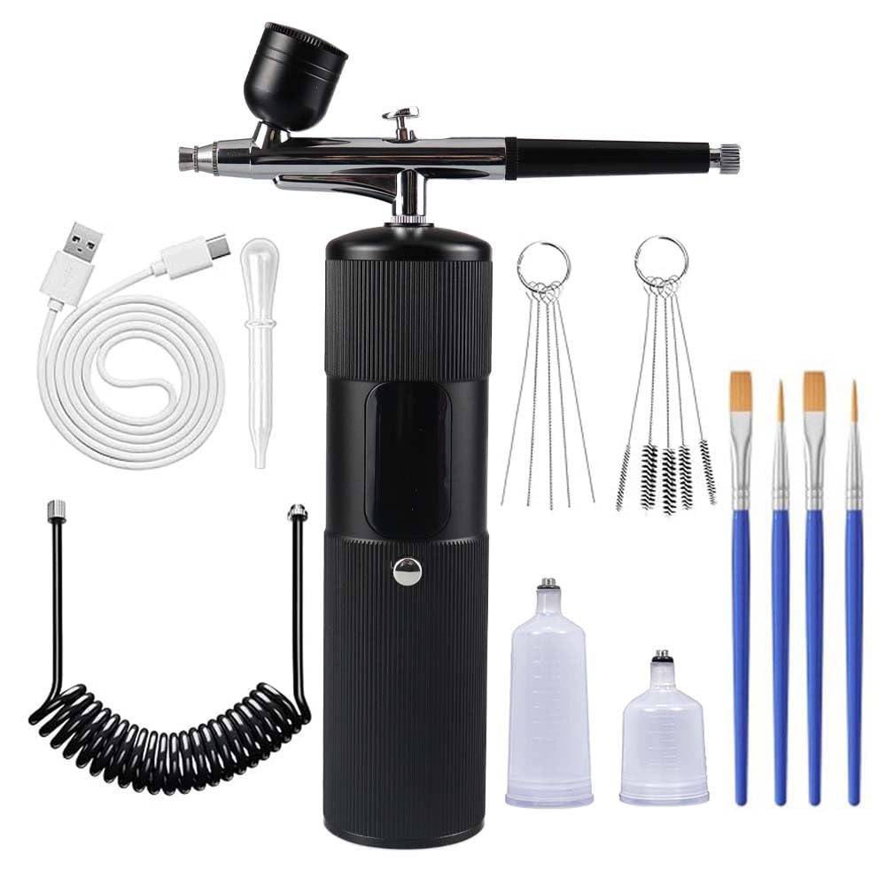 Kit de aerógrafo profesional de 48 PSI con compresor, boquilla de 0.3 mm y batería de 4000 mAh, pistola de pulverización portátil de mano para arte de uñas, maquillaje, bronceado, pintura corporal y