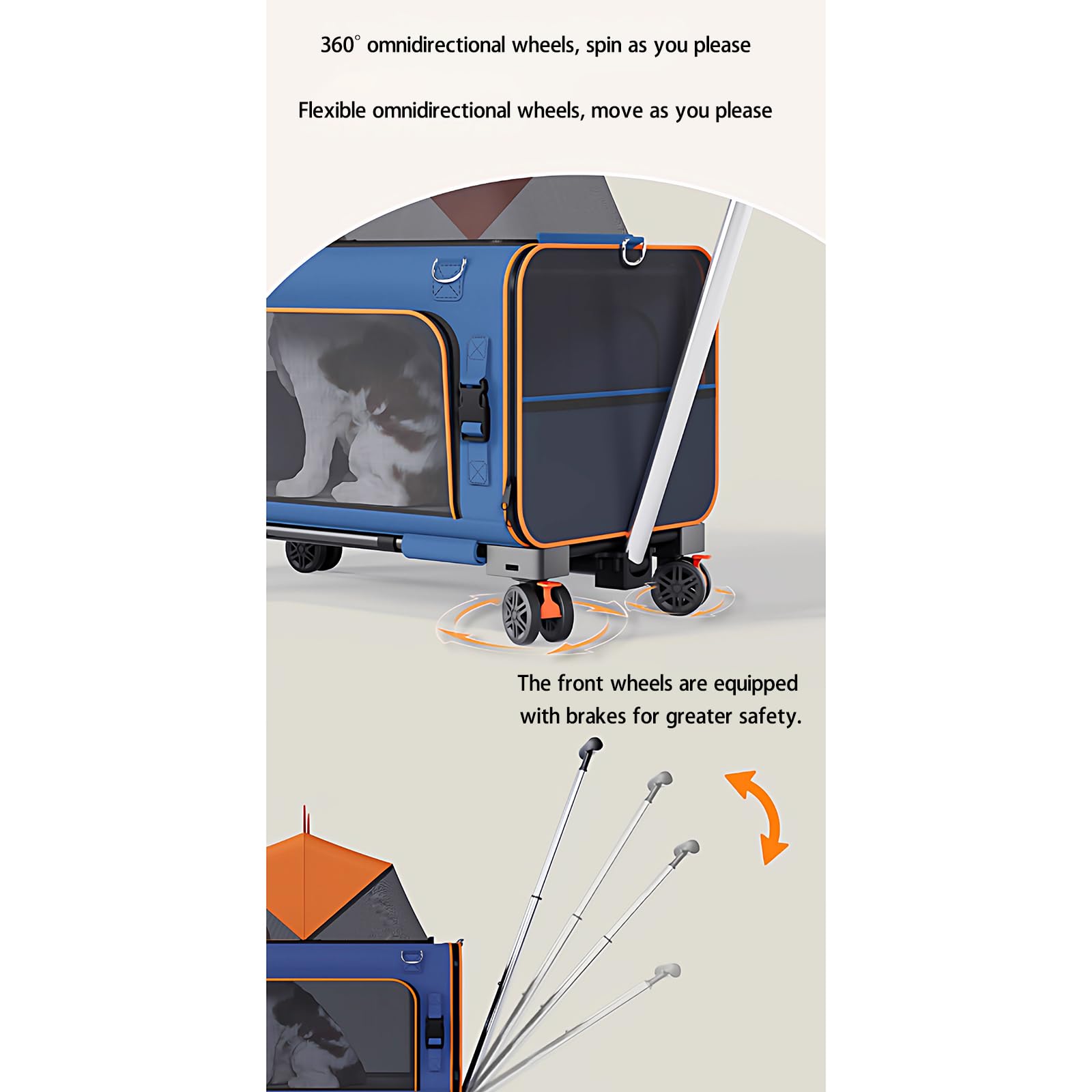 TransportíN Grande para Perros/Mascotas, TransportíN con Ruedas De Alta Capacidad para Gatos, DiseñO Expandible, con Ruedas Y Alfombrilla, Apto para Dos Gatos.-Gray