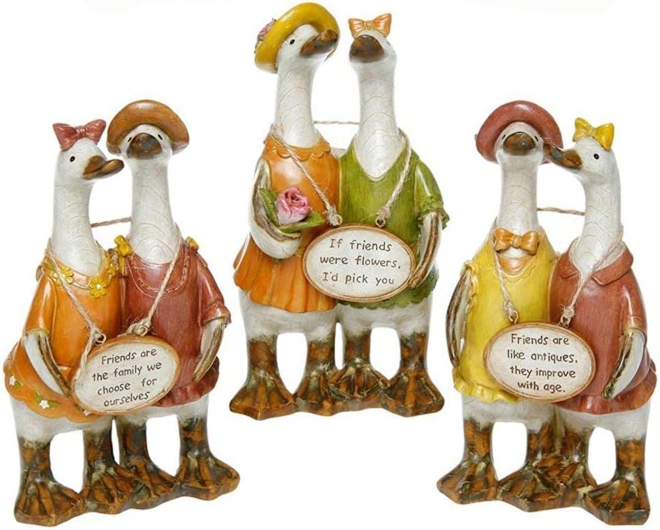Full Set of 3 Double Trouble Chatty Friends Duck Sign Ornaments - Shabby Chic - Each Individually Boxed