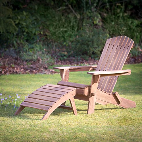 Plant Theatre Outdoor Footstool - Acacia Wood Outdoor Ottoman Foot Rest - Adirondack Furniture For Patio, Backyard, Balcony, Deck #TOP1