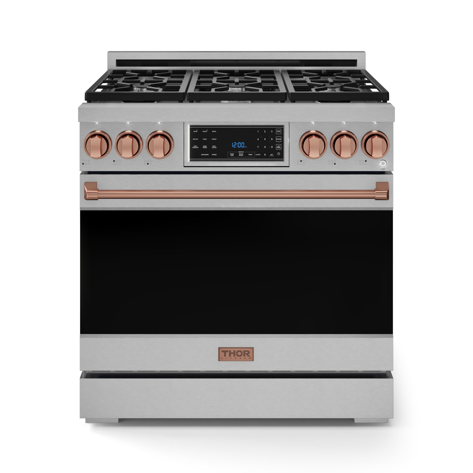 Gordon Ramsay by THOR Kitchen 36 Inch Professional Liquid Propane Range with Tilt Panel Touch Control in Stainless Steel/Rose Gold