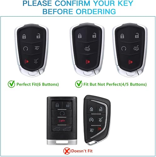 Miniatura 2 de 1797 Funda para llavero para Cadillac Escalade 2015 - 2020, accesorios para automóvil con control remoto, funda protectora de 6 botones, color