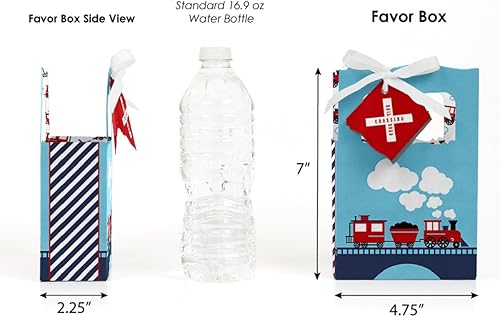 Miniatura 3 de Big Dot of Happiness Juego de 12 cajas de regalo para fiestas de ferrocarril para cumpleaños o baby shower