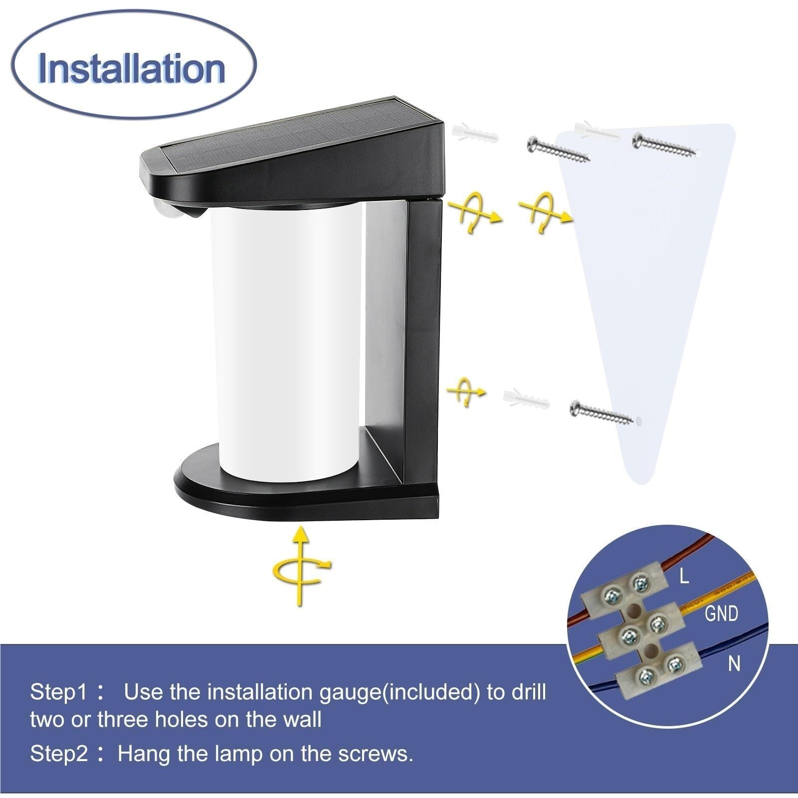 Luces Solares para Exterior, Aplique Solar De Pared For Exteriores Con Sensor Movimiento, 2 Modos Iluminación Camino, Patio, Césped