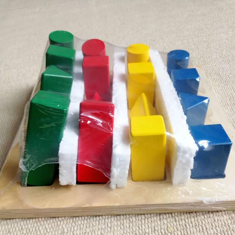 Drewniana tablica gradacyjna brył geometrycznych Montessori | Zabawka Sortowania Dopasowywania Kształtów 3D, Wczesna Zabawka Wyróżniania Geometrycznego