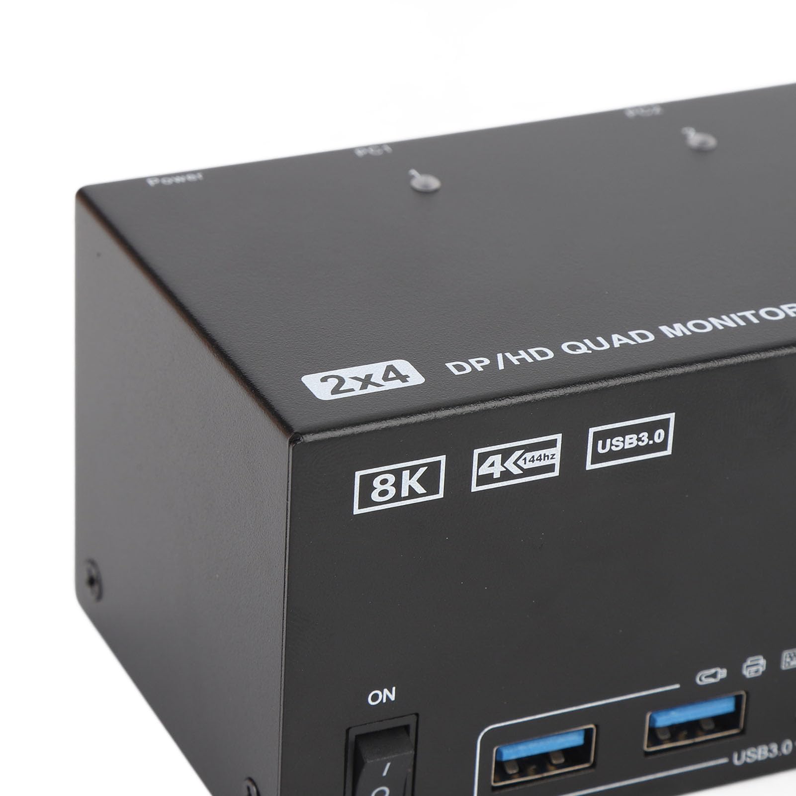 4 Moniteurs KVM Switch avec 4 Ports USB 3.0, 2 Ordinateurs HD 8K 60Hz Displayport (Prise UE)