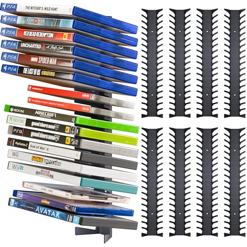 Image of Funturbo Video Game Storage Wall Mount Game Case Holder, Metal Wall Mounted Media Storage Shelves for PS, Xbox, Switch Game Organizer (8-Pack)
