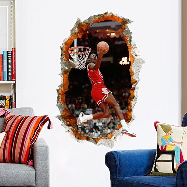T-YU Basketball Sticker Wall Children Basketball Decor Wall Decals Basketball Peel and Wall Stickers Bedroom Living Room Home Decor 40X60CM