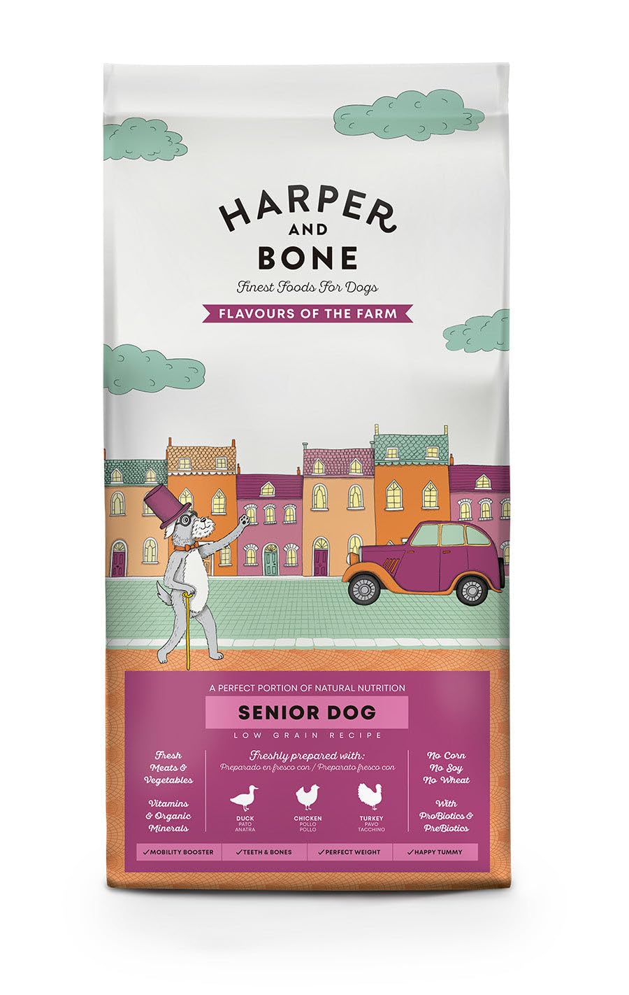 HARPER & BONE Dog Adult All Breeds Senior & Light Flavours Farm 2 kg.