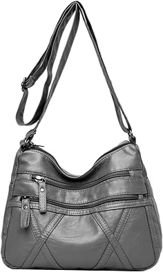 LassZone Crossbody Bag for Women Lightweight Shoulder Bags Ladies Soft PU Leather Handbags Multi Pocket Messenger Bags