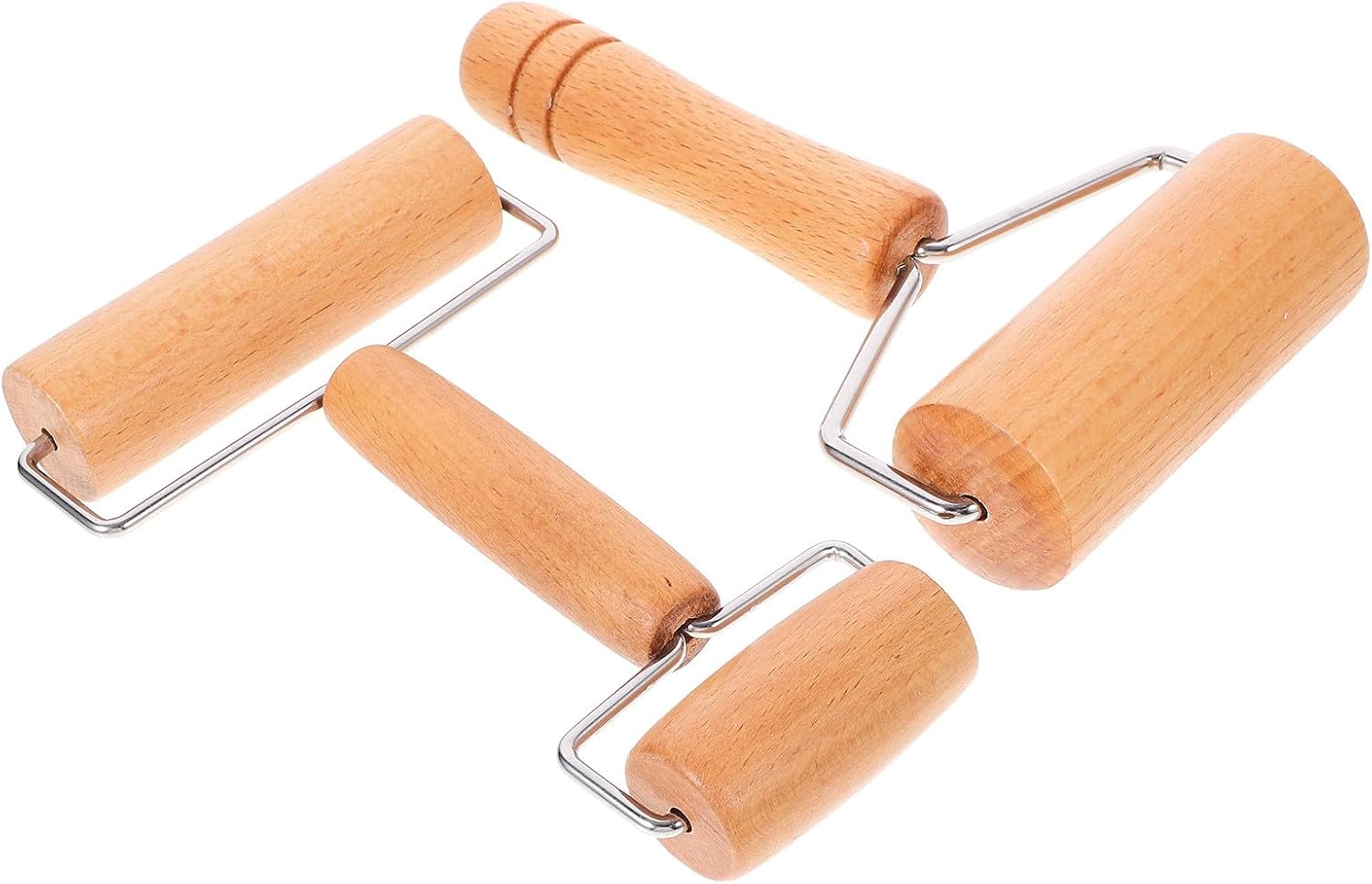 MAGICLULU 2pcs Wooden Dough Roller Pin Set with Dual-ended Handles, Beechwood Handheld Pizza and Pastry Rolling Pins for Kitchen Baking and Dough Preparation