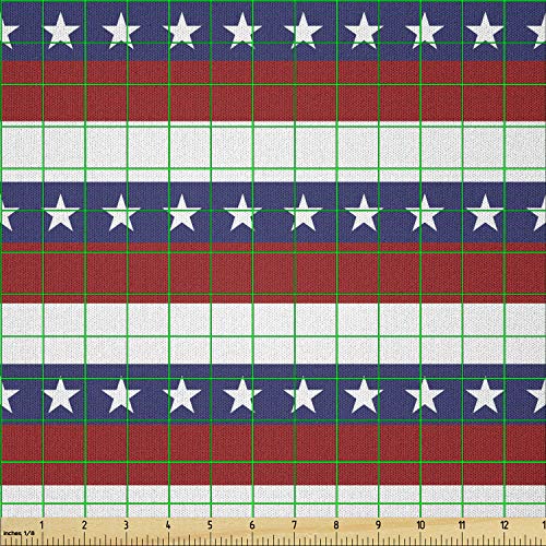 Ambesonne 4th of July Fabric by The Yard, Stars and Stripes Pattern American Flag Inspired Patriotic Theme, Microfiber Fabric for Arts and Crafts Textiles & Decor, 1 Yard, Violet Blue Ruby White