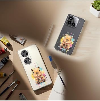 iPhone 13 Pro ile Uyumlu Splash Kapibara Tasarımlı Slimfit Şeffaf Silikon Kılıf