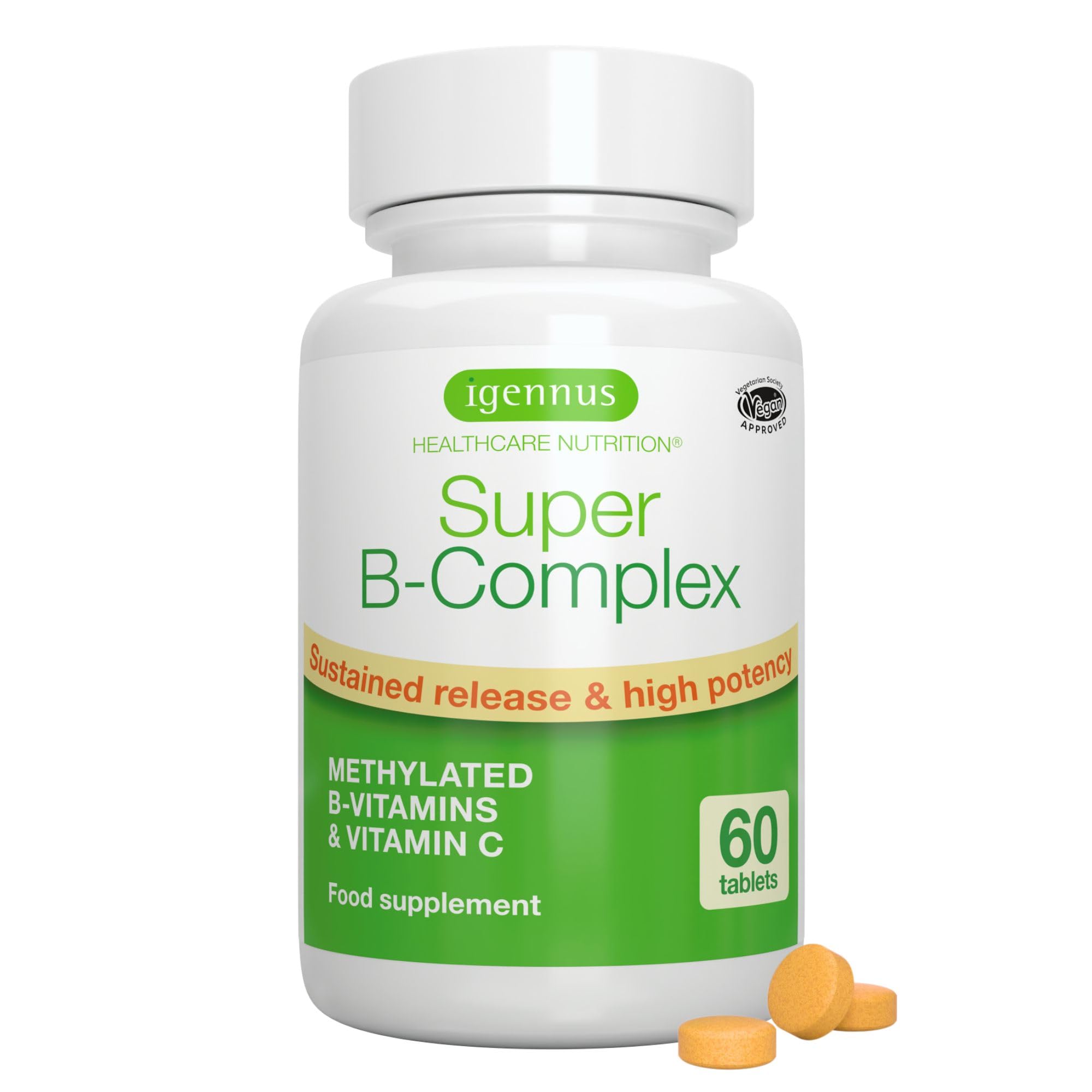 Super B-Complex Methylated B Vitamins Sustained Release 60 Tablets Energy