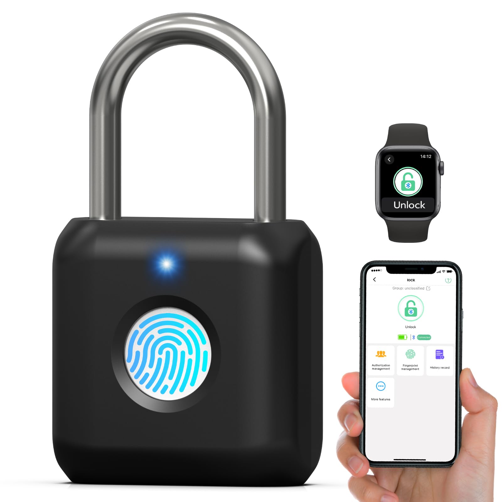 Cadenas à empreinte digitale contre la perte de clés pour valises et vestiaires