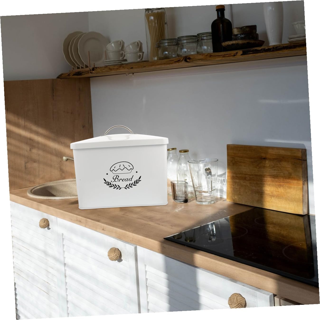 Metal Bread Box Kitchen Storage Box Iron Organizing Container with Lid Rectangular Metal Bread Holder for Countertop Food Storage