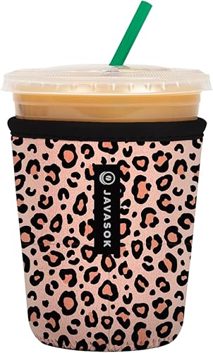 Sok It JavaSok Iced Coffee & Cold Soda Insulated Neoprene Cup Sleeve (Pink Leopard, Small: 16-20oz) - (size: Small: 16 - 20oz)
