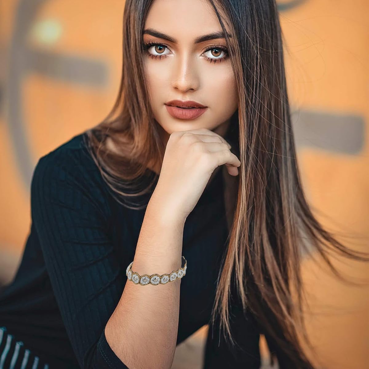 VALICLUD Fasce Elastiche per Chioma Perline Finte e Strass, Fatte a Mano, Confezione da 6 Pezzi, Adatte a Donne e Ragazze per Diverse Occasioni