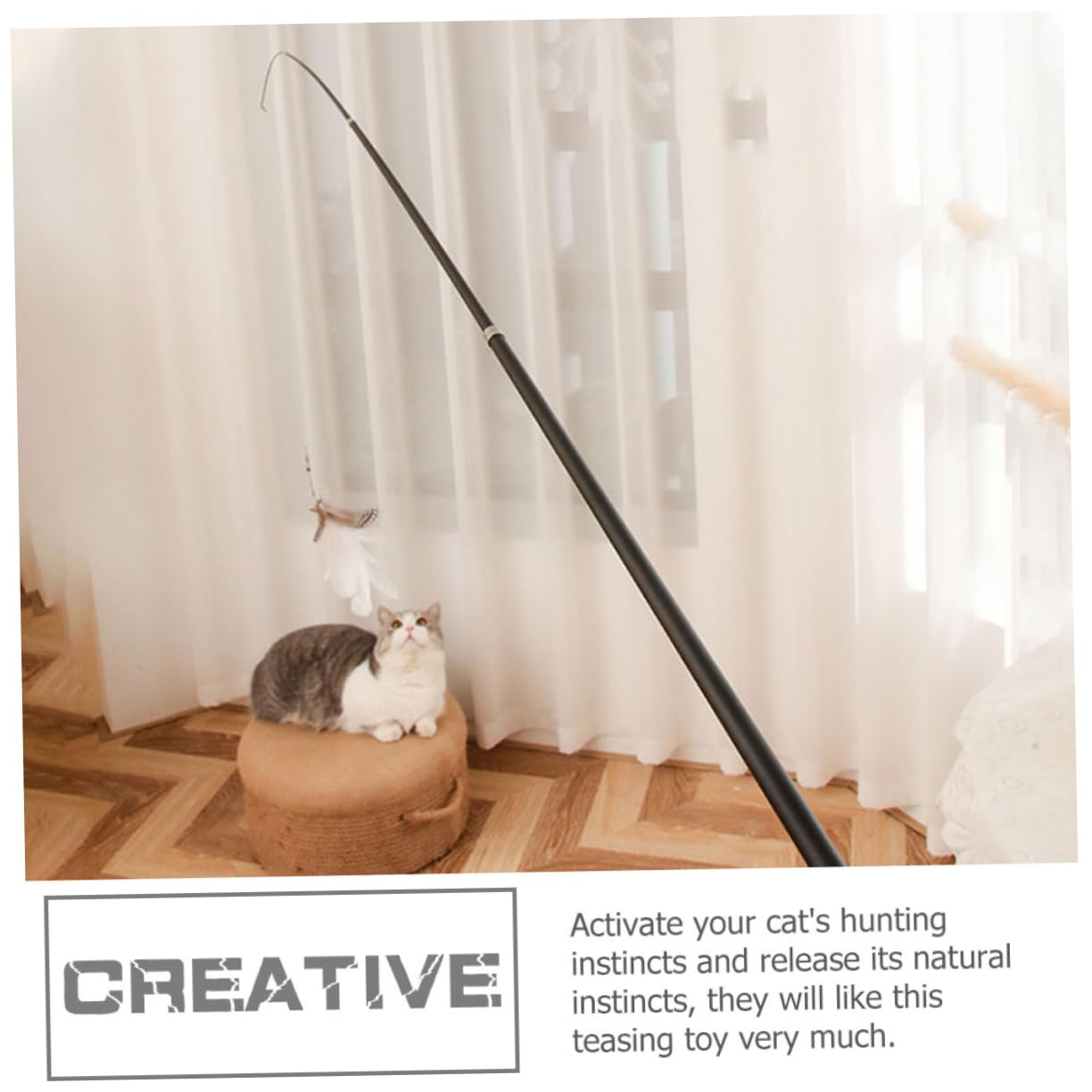 INOOMP 6pièces Téaser pour Chats Canne Interactif Télescopique avec Plumes Jouet Amusant pour Exercice Et des Chats